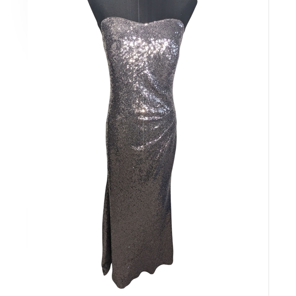 Vince Camuto Shimmering Fully Sequin Silver Maxi Dress Size 10. Formal,